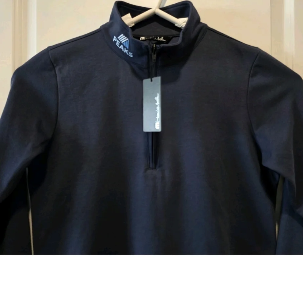 Travis Mathew Coveside Womens Medium 1/2 Zip Pullover Blue PEAK Logo - Picture 3 of 9